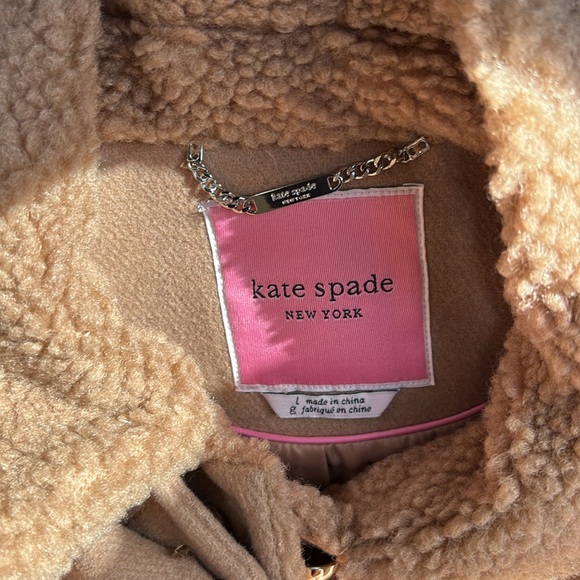 - Kate Spade Women's Sherpa trimmed caramel wool coat - Picture 5 of 5